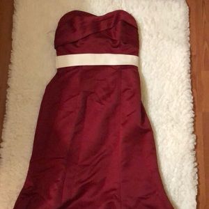 Saison Blanche Red and white strapless event dress